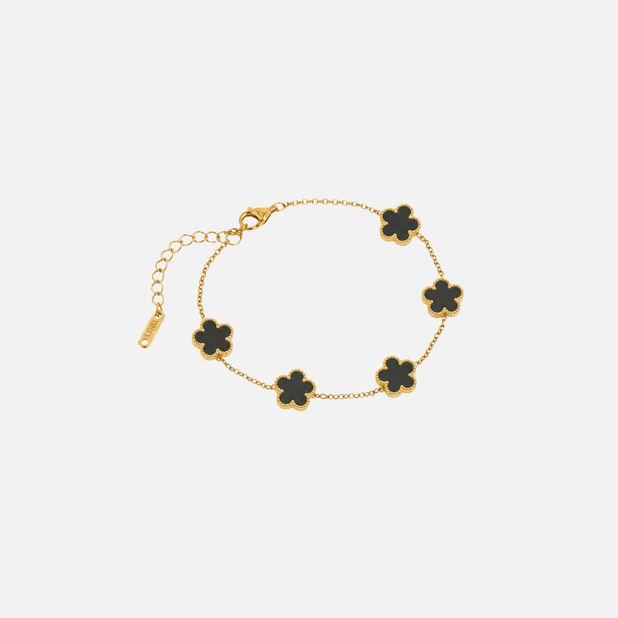 Pulsera Trèfle Oro y Ónix