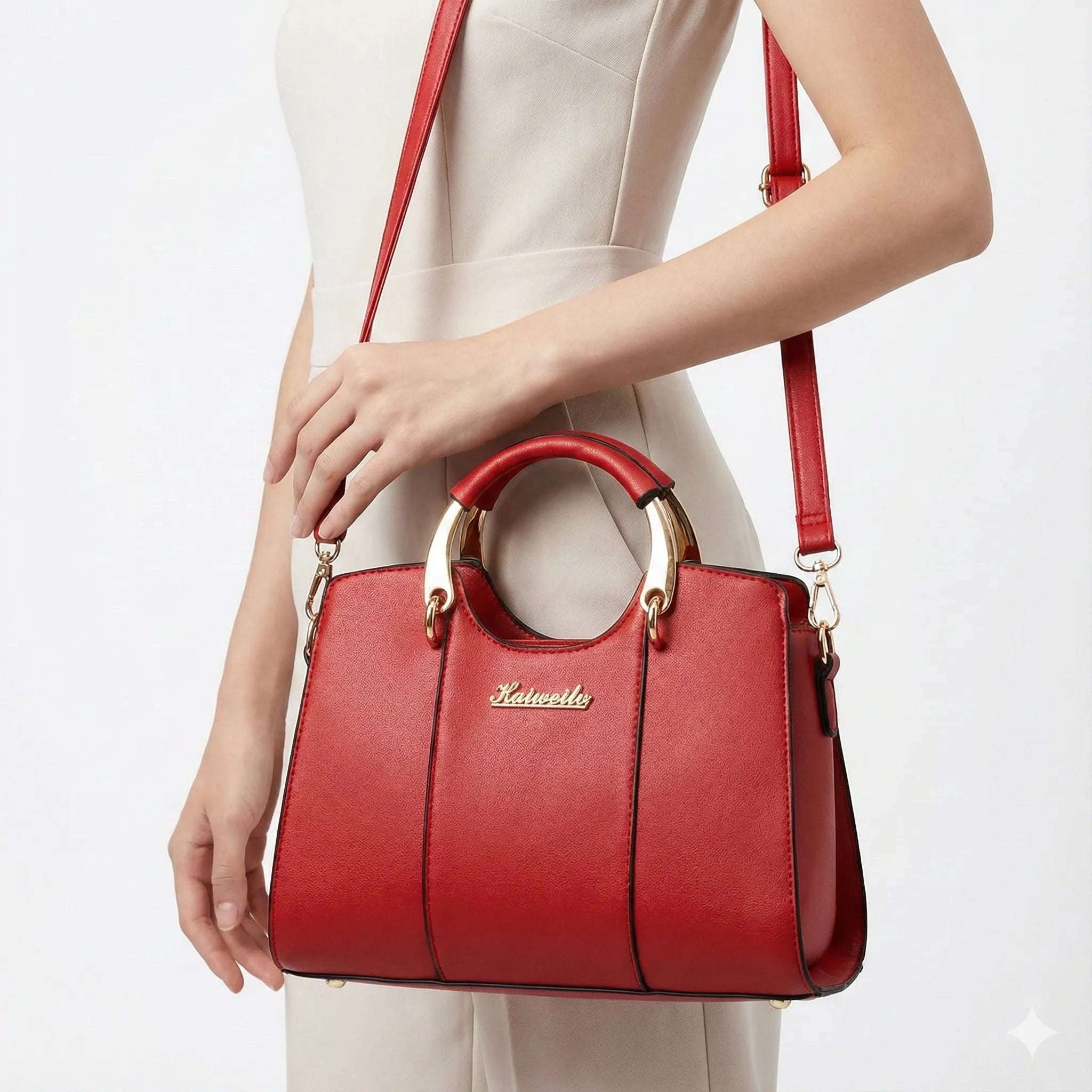 Luxurious Women's Leather Crossbody Bag - Atena