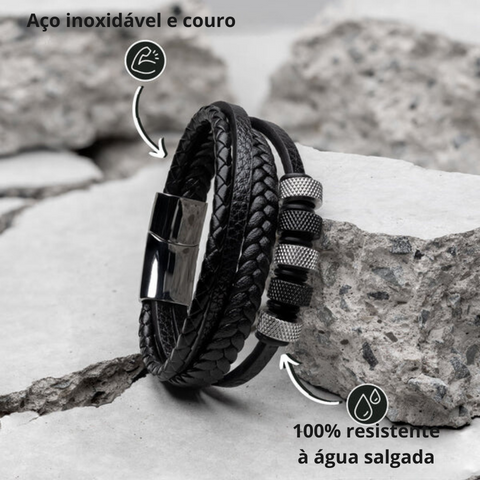 Nomad Silver Leather & Beaded Bracelet Kaia