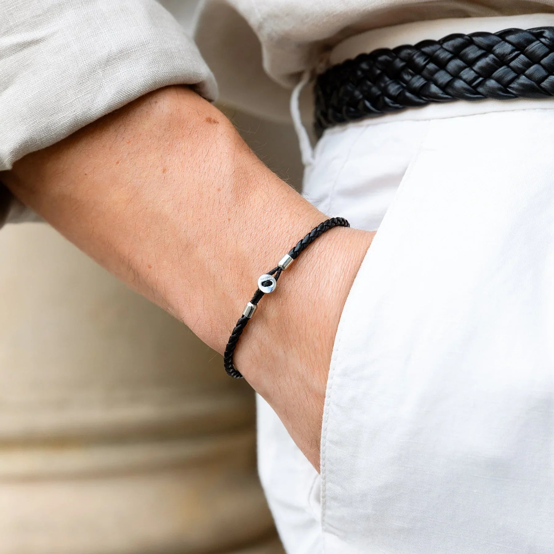 Uno Silver Minimalist Leather Bracelet Kaia