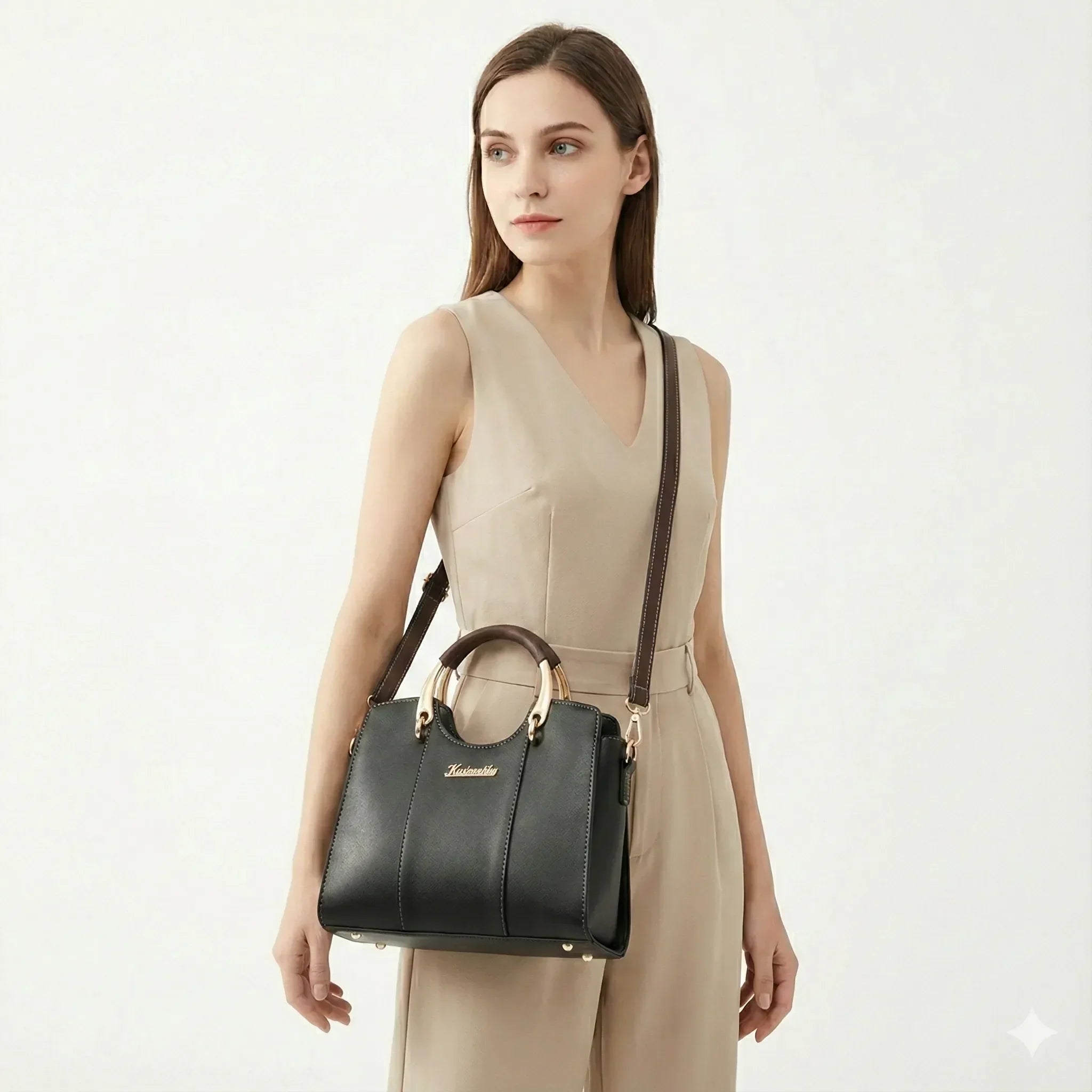 Luxurious Women's Leather Crossbody Bag - Atena
