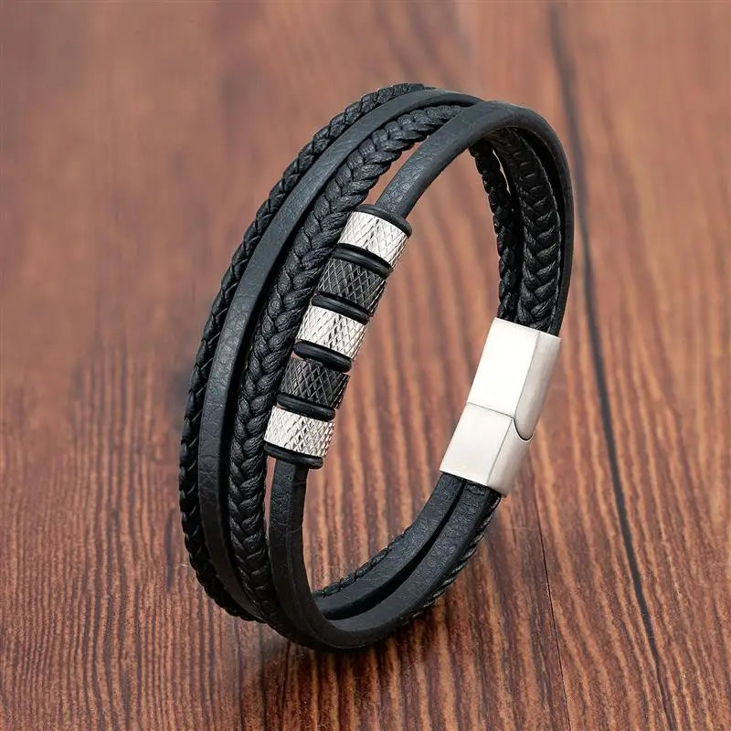 Nomad Silver Leather & Beaded Bracelet Kaia