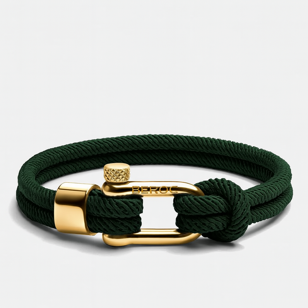 Malibu Gold Dark Green Rope Bracelet Kaia