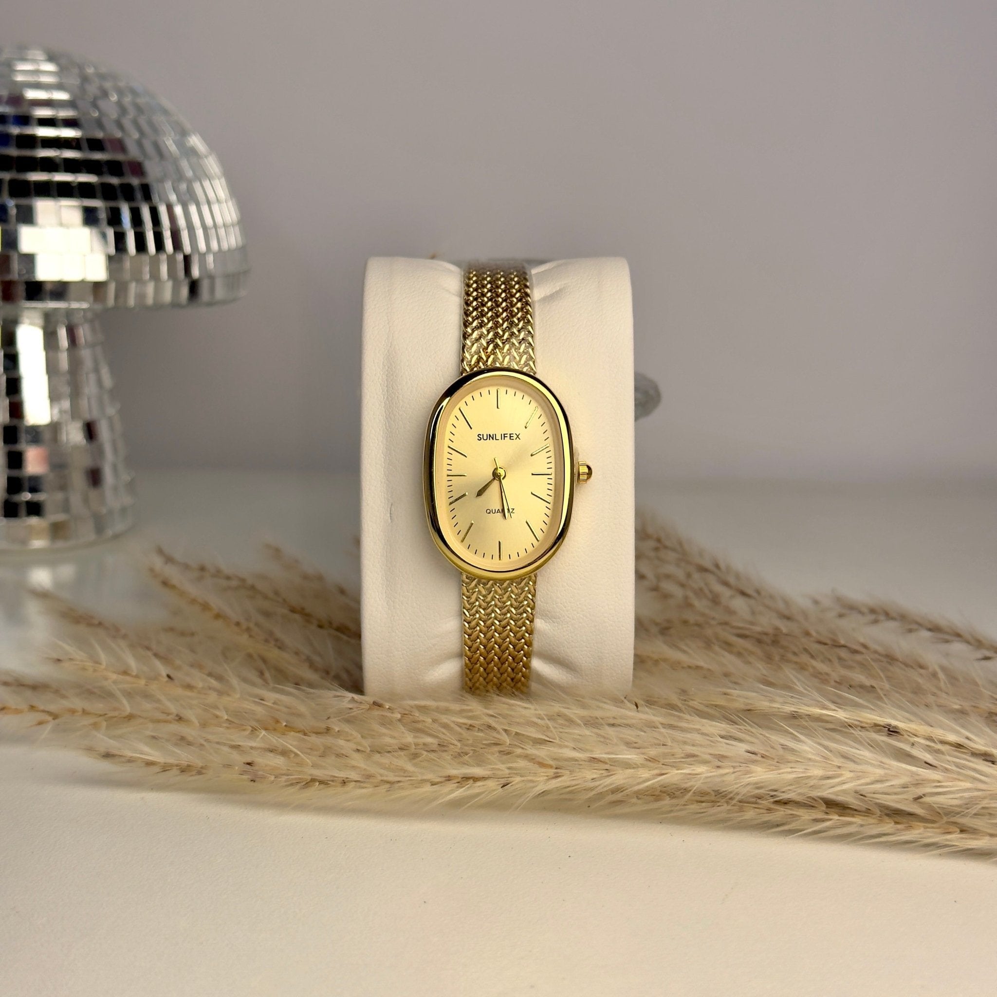 Oval Golden Dial Reloj for Her